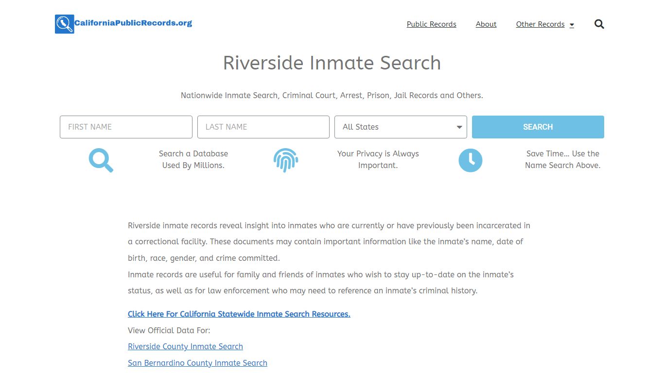 Riverside Inmate Search - Current & Past RPD CA Jail Records